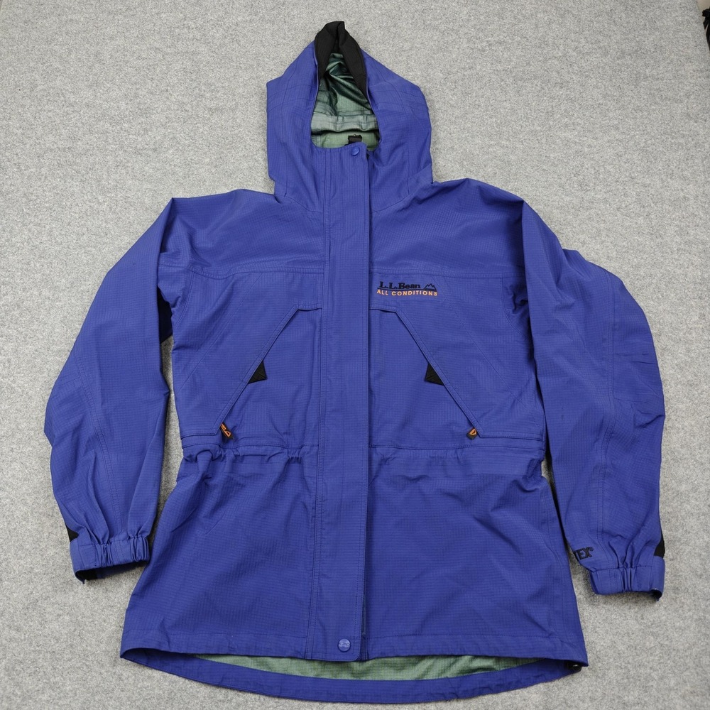 Vintage L.L. Bean Jacket Womens Medium Blue Gore Tex All Conditions Hooded 90s
